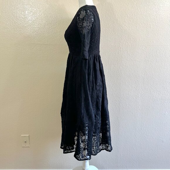 Free People Navy Lace Midi Dress - Picture 4 of 7